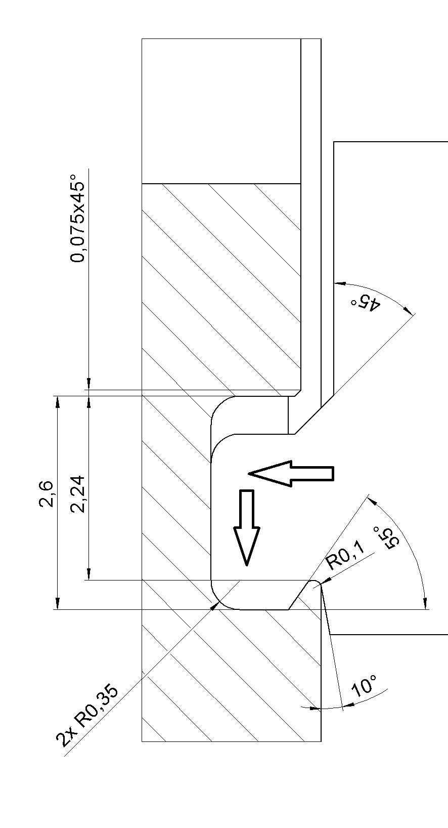 Zeichnungsdetail Kühlmittelanschluss